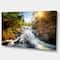 Designart - Waterfall through the Forest - Landscape Canvas Art Print